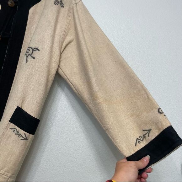 Vintage Venus Imports 100% Cotton Jacket Black and Natural Size XL Southwestern - Picture 7 of 7